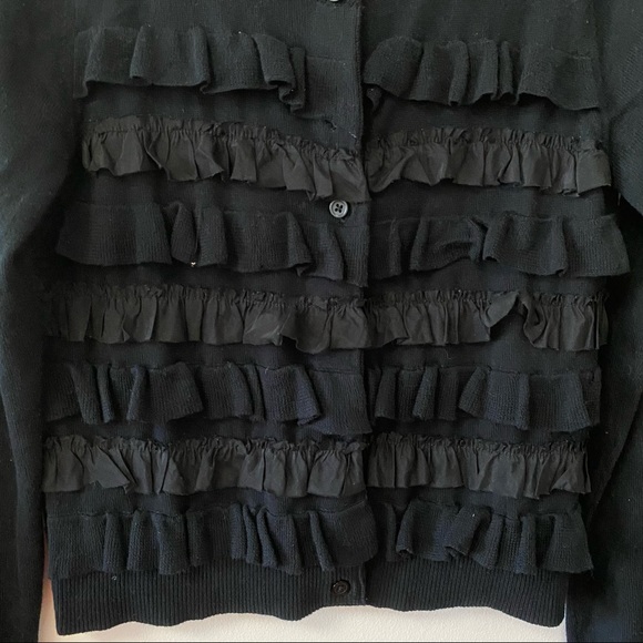 GAP BLACK RUFFLE SWEATER CARDIGAN - Picture 2 of 8